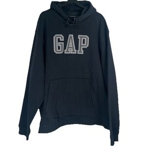 NWT GAP Logo Hoodie Size XXL Black Pullover Kanga Pocket Unisex Relaxed Logo